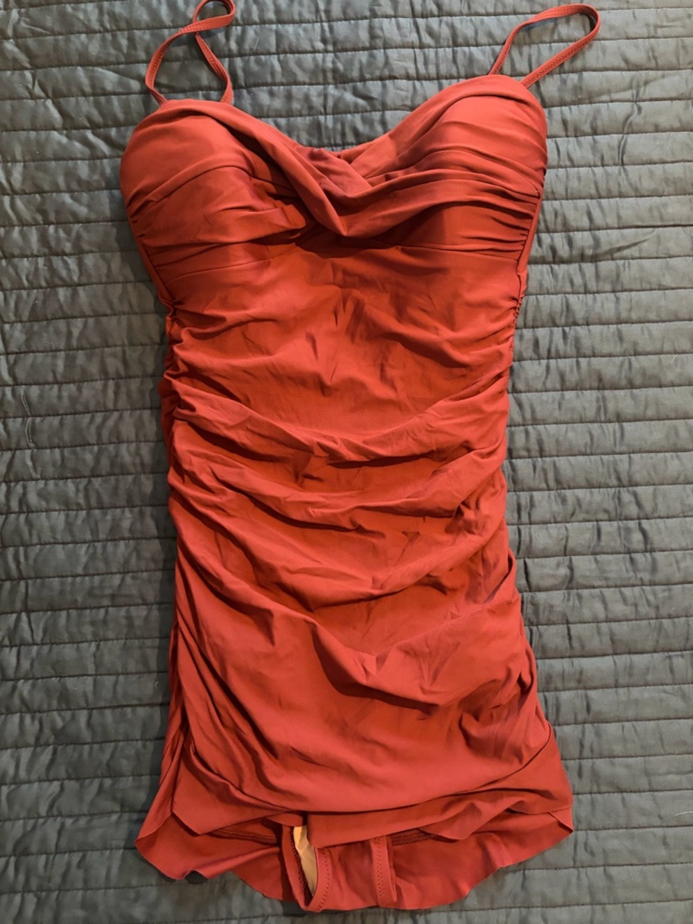 Anthropologie Burgundy Ruched One-Piece Swimsuit